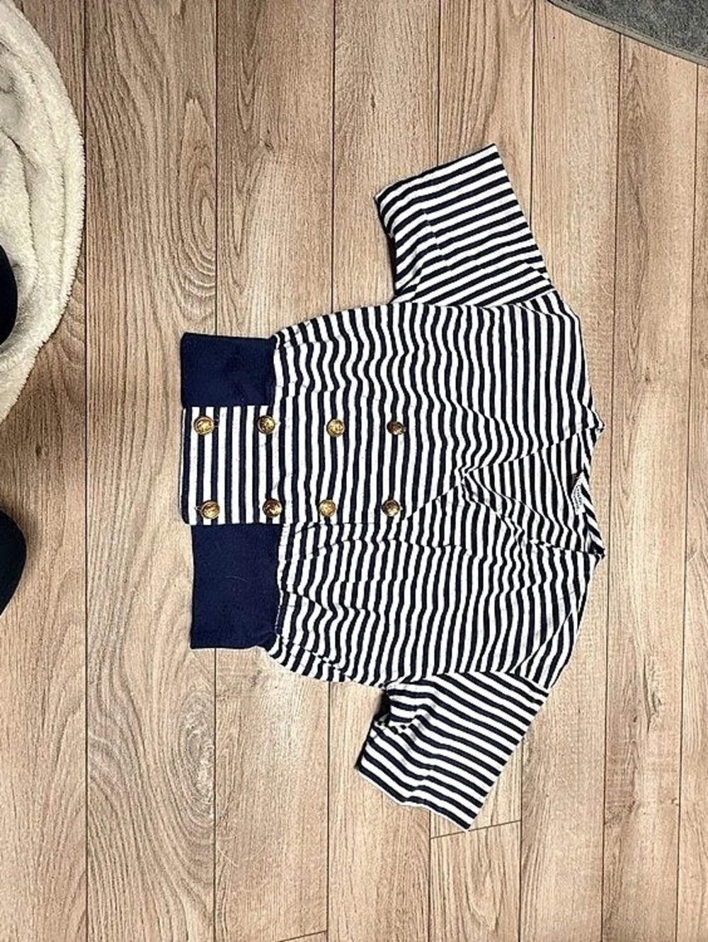 Vintage rare Cristin Stevens Womenβs Striped striped Blue & White top size S